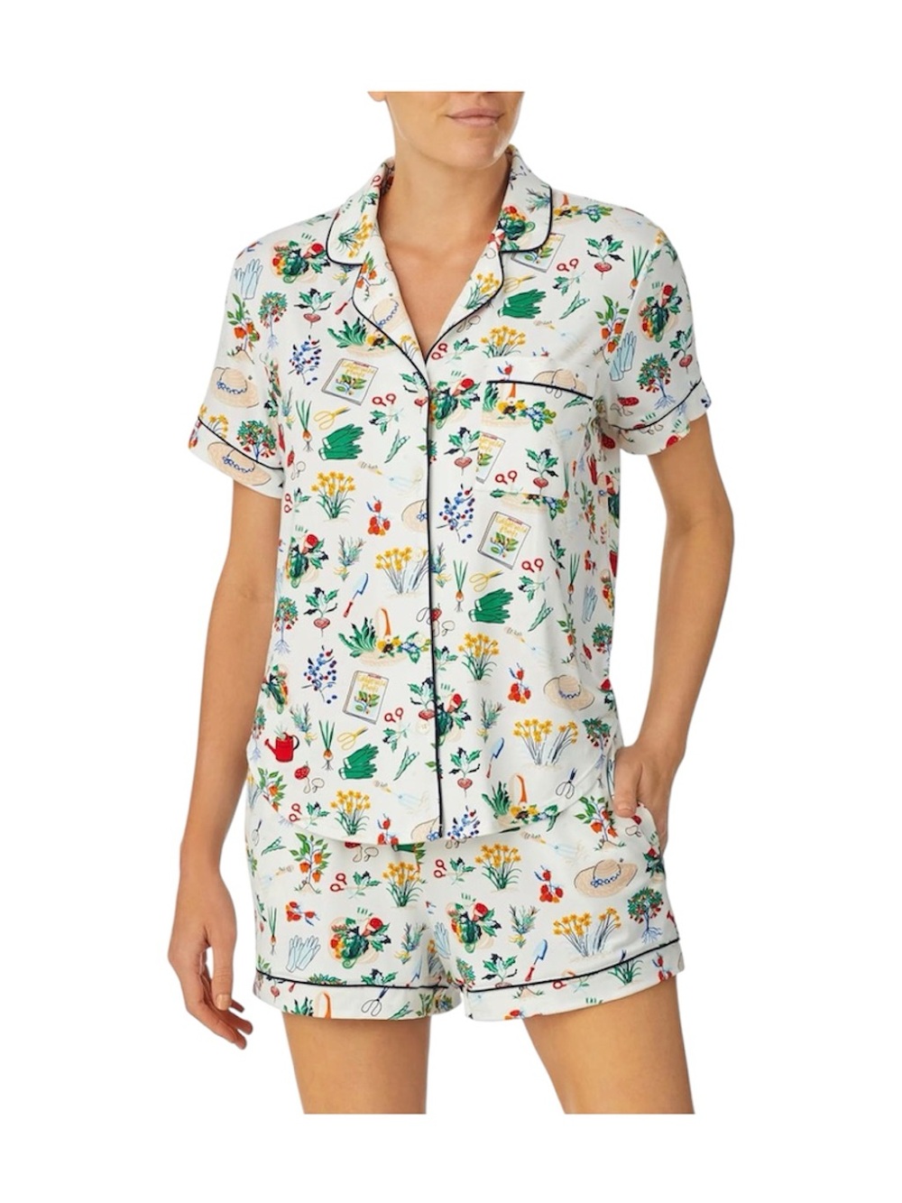 Kate Spade In the Garden Pajama Set Short Sleeve & Shorts Gardening Print Medium